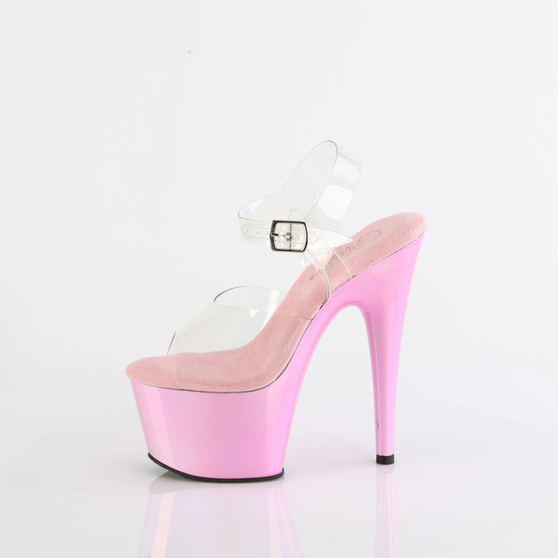 Pink / Clear Pleaser Adore-708LQ Women's Platform Heels Sandals | AUSTRALIA ODSXV