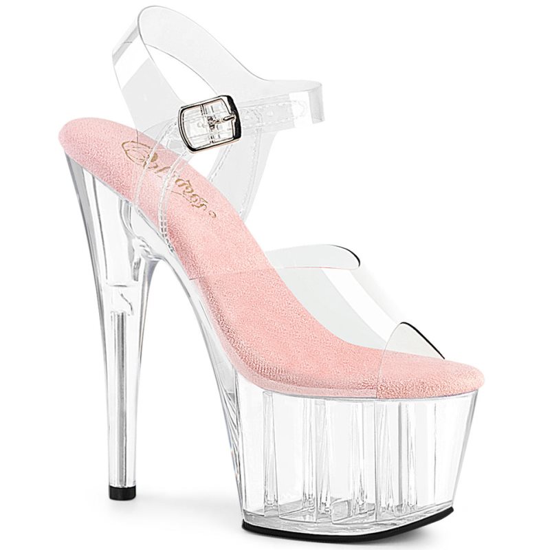 Pink / Clear Pleaser Adore-708 Women\'s Platform Heels Sandals | AU GRUBJXI