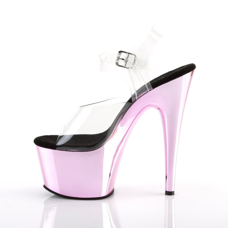 Pink / Clear Pleaser Adore-708 Women's Platform Heels Sandals | AUSTRALIA QYRGX