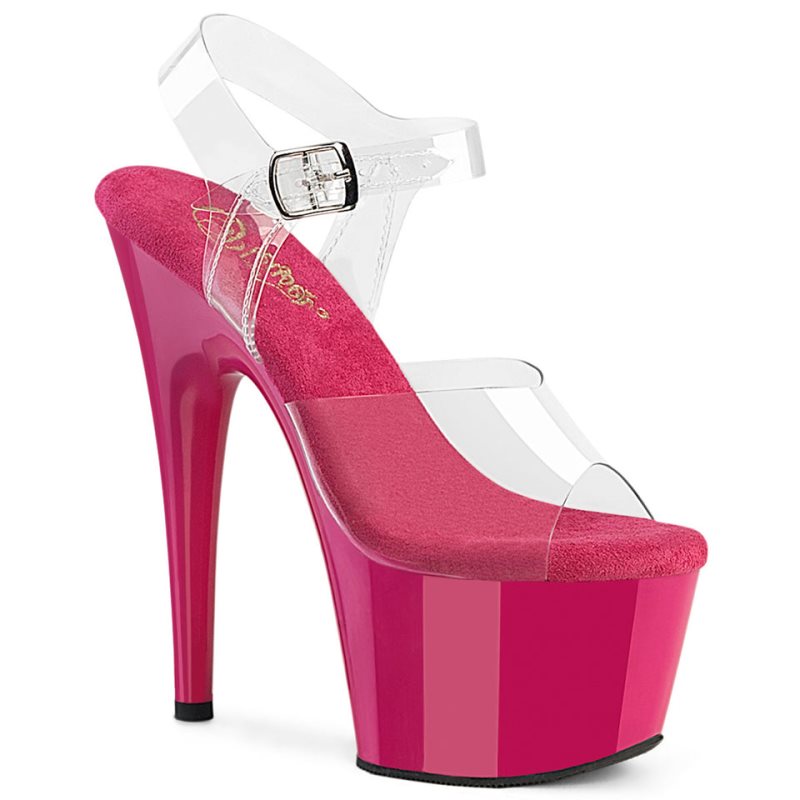 Pink / Clear Pleaser Adore-708 Women\'s Platform Heels Sandals | AUSTRALIA UQBSM