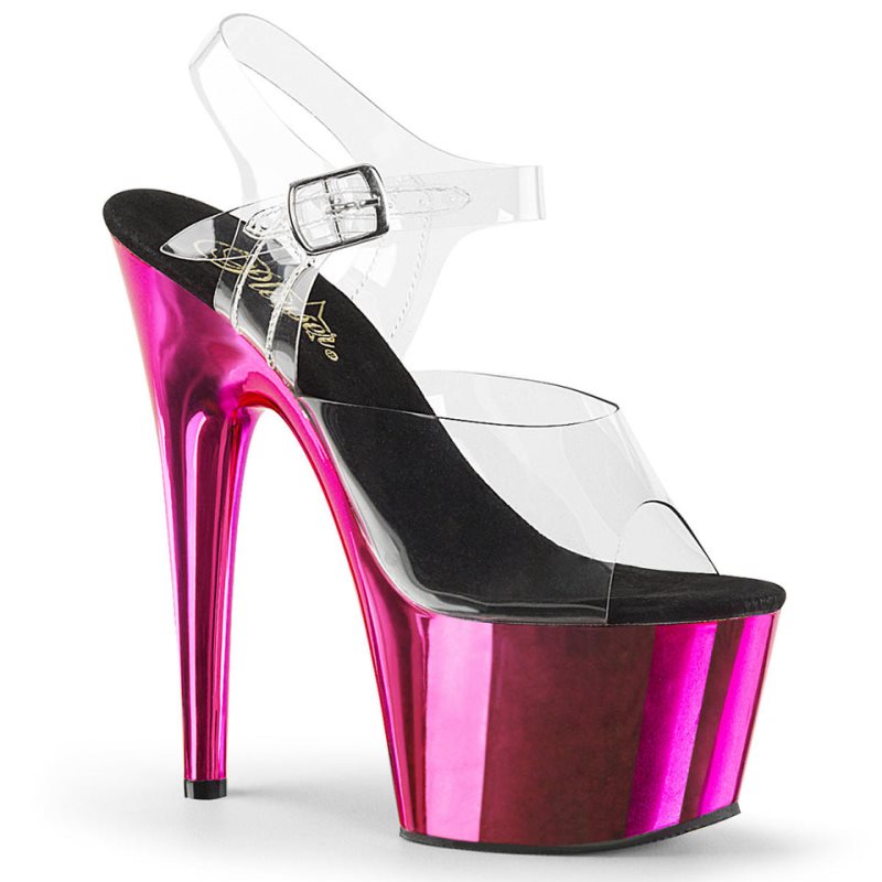 Pink / Clear Pleaser Adore-708 Women\'s Platform Heels Sandals | AU DHCZTJE