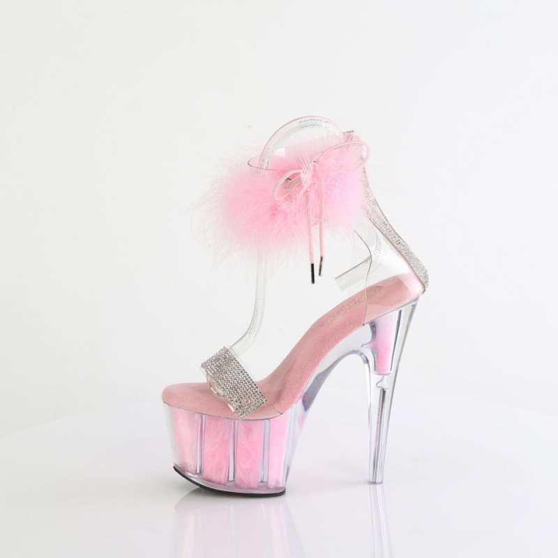 Pink / Clear Pleaser Adore-727F Women's Platform Heels Sandals | AU UDSLHYQ