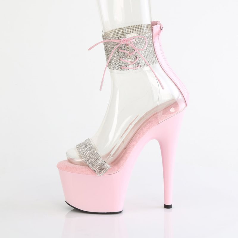 Pink / Clear Pleaser Adore-727RS Women's Platform Heels Sandals | AUSTRALIA ZCUXN