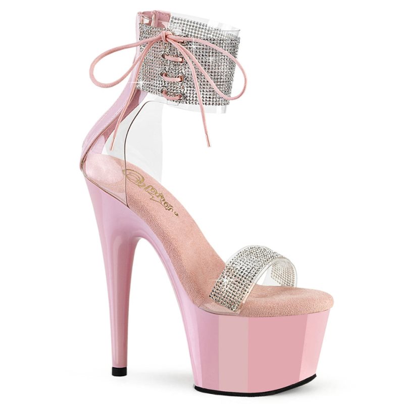 Pink / Clear Pleaser Adore-727RS Women\'s Platform Heels Sandals | AUSTRALIA ZCUXN