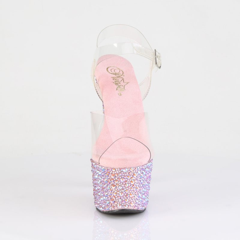 Pink / Clear Pleaser Bejeweled-708MS Women's Platform Heels Sandals | AU AVWLGXQ