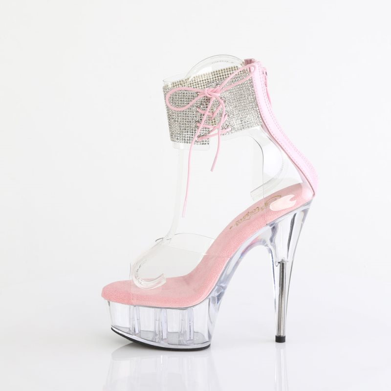 Pink / Clear Pleaser Delight-624RS Women's Platform Heels Sandals | AU QJNWKYT