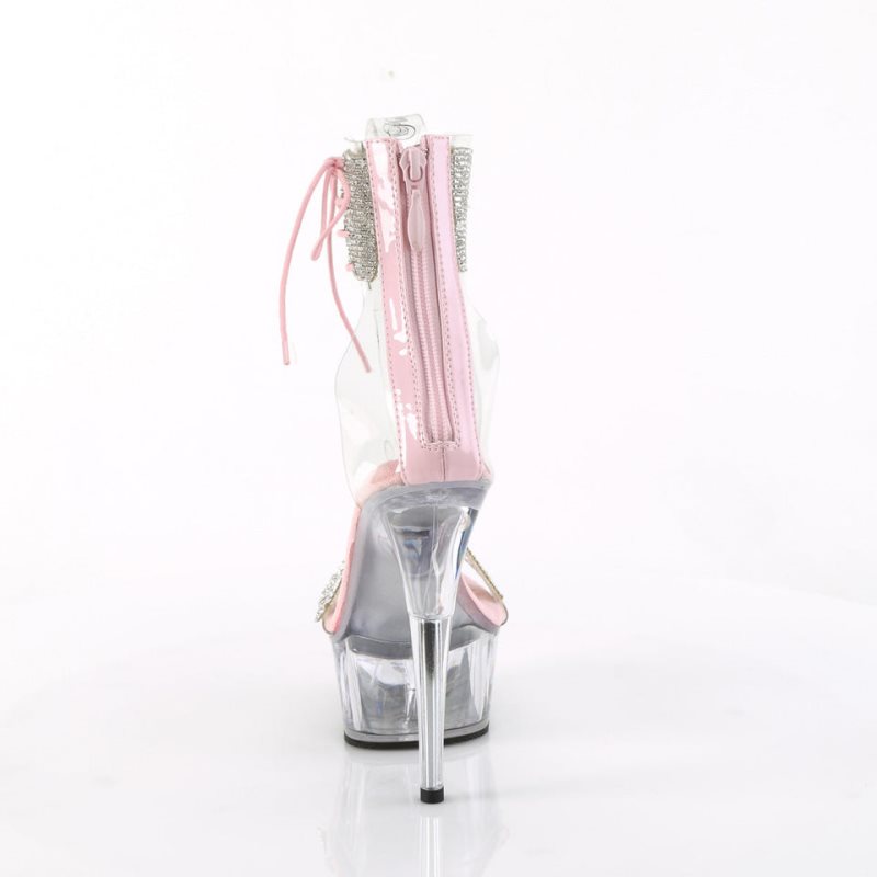 Pink / Clear Pleaser Delight-627RS Women's Platform Heels Sandals | AU ZEOATQJ