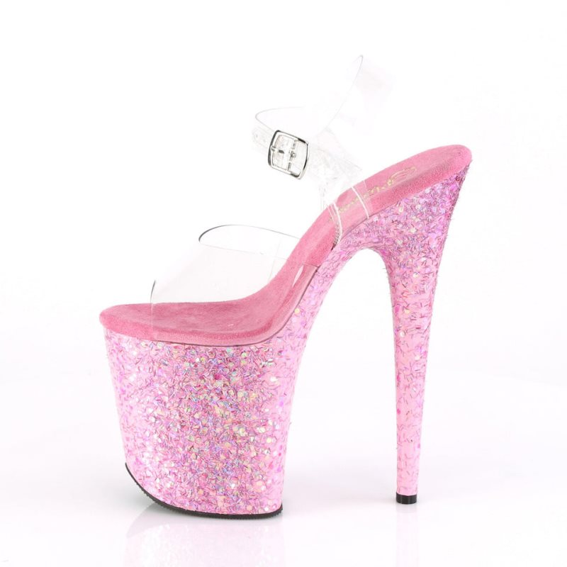 Pink / Clear Pleaser Flamingo-808CF Women's Platform Heels Sandals | AU VHSEFZA