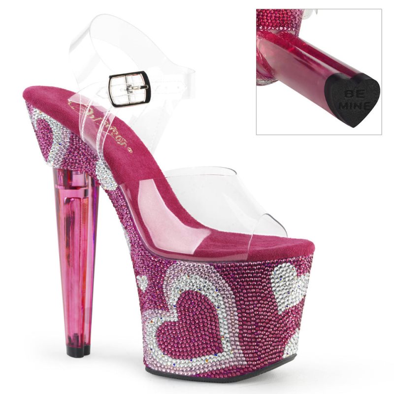 Pink / Clear Pleaser Lovesick-708HEART Women\'s Platform Heels Sandals | AUSTRALIA FILOE