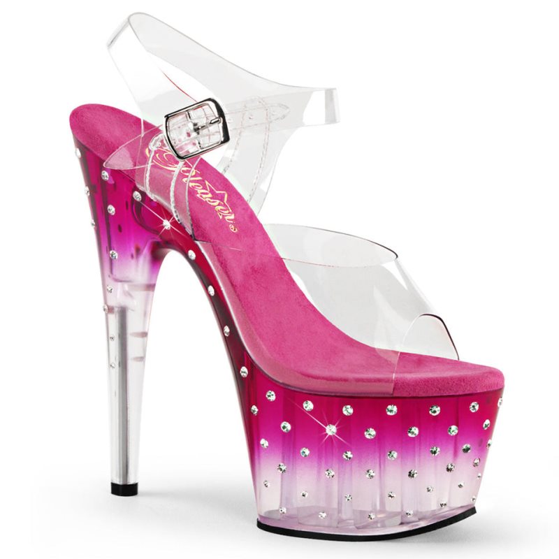 Pink / Clear Pleaser Stardust-708T Women\'s Platform Heels Sandals | AU EGBUWND