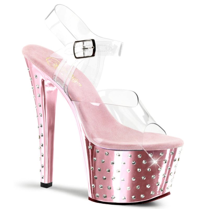 Pink / Clear Pleaser Stardust-708 Women\'s Platform Heels Sandals | AUSTRALIA MCXHY