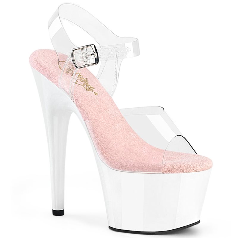 Pink / White Pleaser Adore-708 Women\'s Platform Heels Sandals | AU BNWVGMS