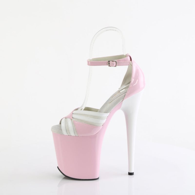 Pink / White Pleaser Flamingo-884 Women's Platform Heels Sandals | AUSTRALIA CFHIN