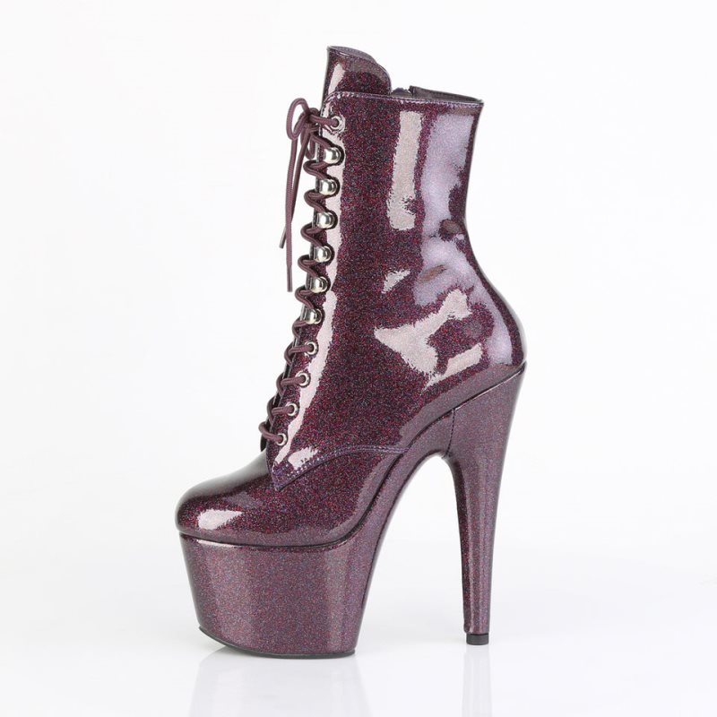 Purple Pleaser Adore-1020GP Glitter Patent Women's Heels Boots | AUSTRALIA ADMWR