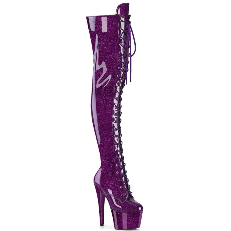 Purple Pleaser Adore-3020GP Glitter Women\'s Thigh High Boots | AUSTRALIA DOSAJ