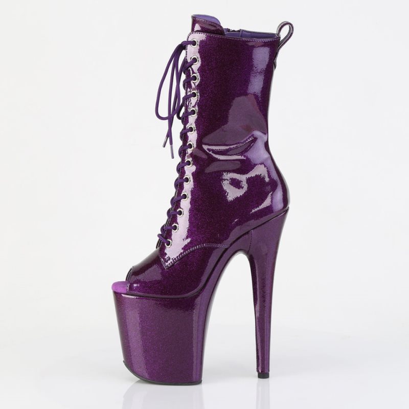 Purple Pleaser Flamingo-1041GP Glitter Women's Heels Boots | AU RTIONMC