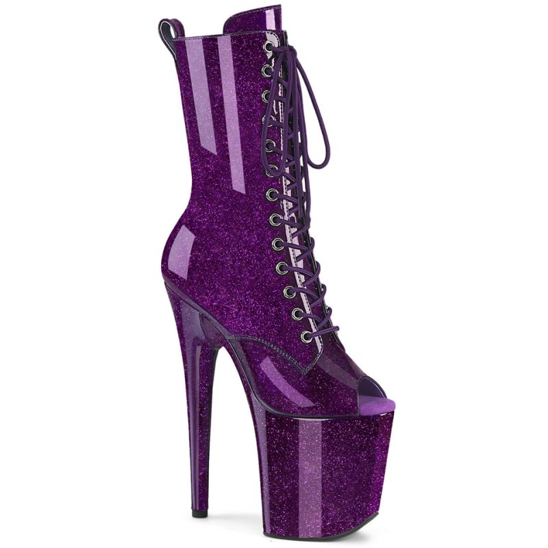 Purple Pleaser Flamingo-1041GP Glitter Women\'s Heels Boots | AU RTIONMC