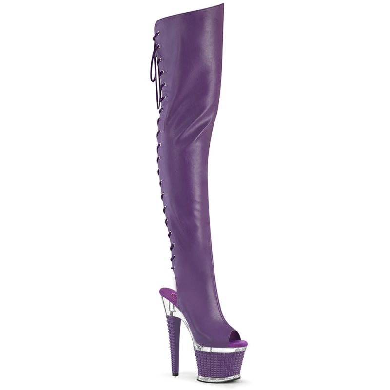 Purple Pleaser Spectator-3030 Faux Leather Women\'s Thigh High Boots | AU BOGQSVE