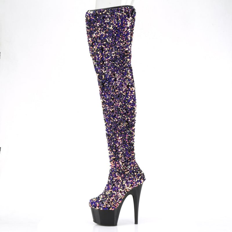 Purple / Black Pleaser Adore-3020 Women's Thigh High Boots | AU SDQURTV