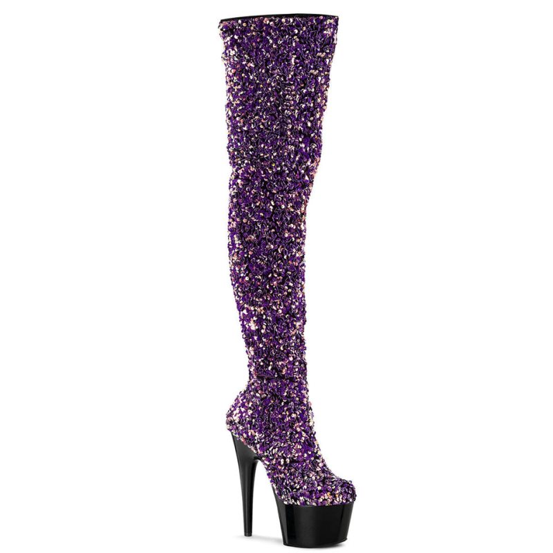 Purple / Black Pleaser Adore-3020 Women\'s Thigh High Boots | AU SDQURTV