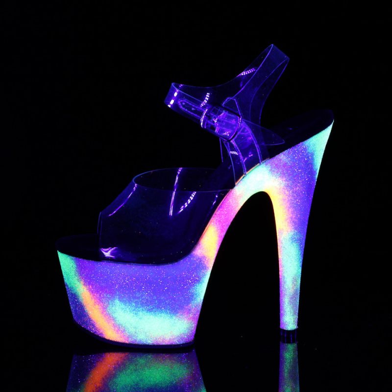 Purple / Clear Pleaser Adore-708GXY Women's Platform Heels Sandals | AU UJBVQEZ