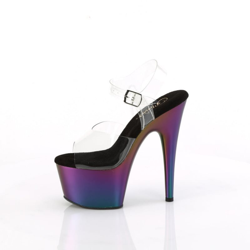 Purple / Clear Pleaser Adore-708MCH Women's Platform Heels Sandals | AU PHRJAZC