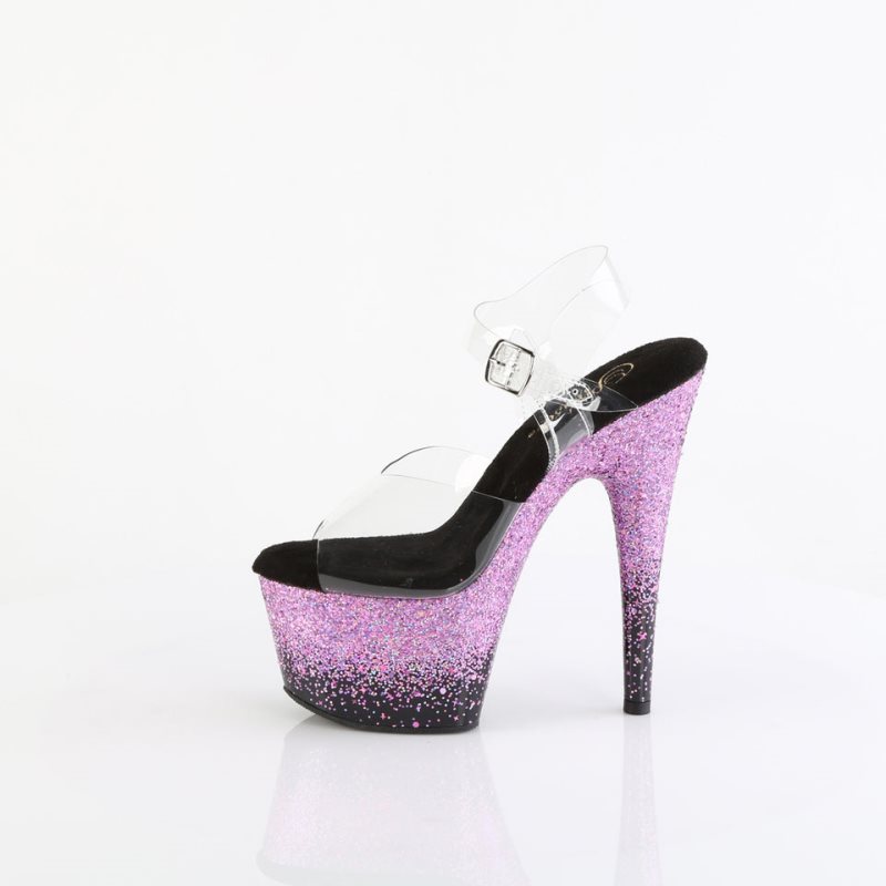 Purple / Clear Pleaser Adore-708SS Women's Platform Heels Sandals | AU NEPZLIX