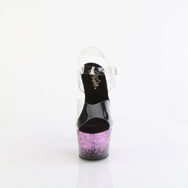 Purple / Clear Pleaser Adore-708SS Women's Platform Heels Sandals | AU NEPZLIX