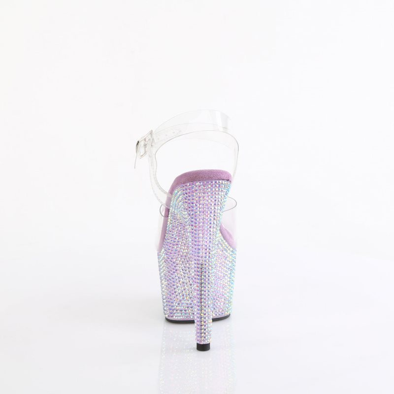 Purple / Clear Pleaser Bejeweled-708RRS Women's Platform Heels Sandals | AUSTRALIA PNBCY