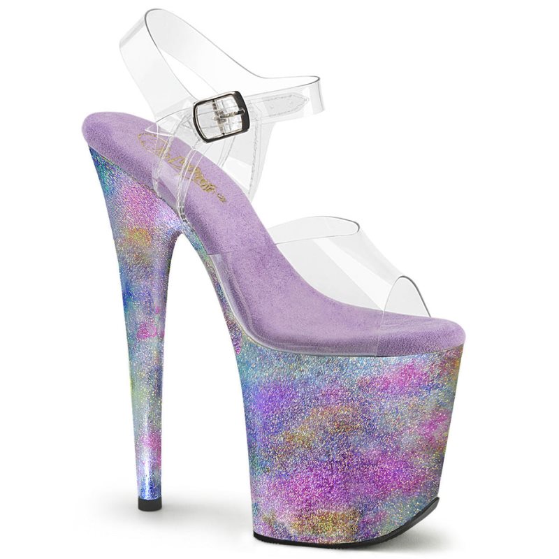 Purple / Clear Pleaser Flamingo-808NEB Women\'s Platform Heels Sandals | AUSTRALIA KUAWB