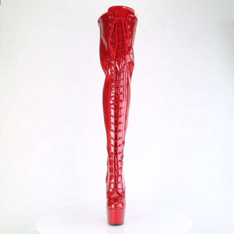 Red Pleaser Adore-3020GP Glitter Women's Thigh High Boots | AU YHIAXCO