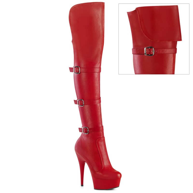 Red Pleaser Delight-3018 Vegan Leather Women\'s Thigh High Boots | AU GFWOALE