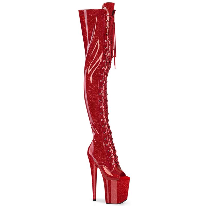 Red Pleaser Flamingo-3021GP Glitter Women\'s Thigh High Boots | AUSTRALIA UZTNA