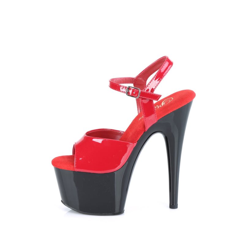 Red / Black Pleaser Adore-709 Women's Platform Heels Sandals | AU CRKUYLE