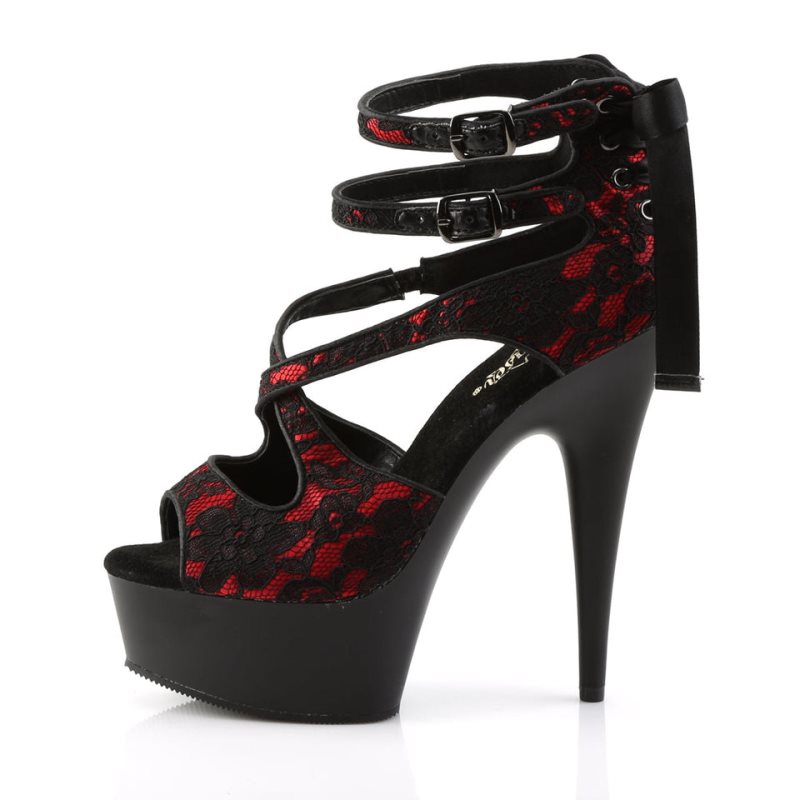 Red / Black Pleaser Delight-678LC Women's Platform Heels Sandals | AU XBJGSVP