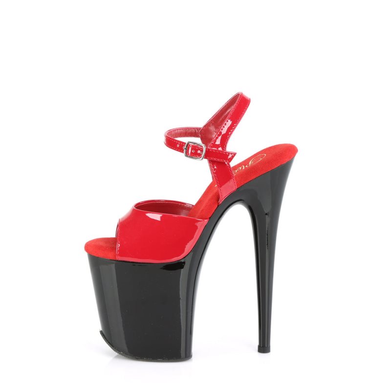 Red / Black Pleaser Flamingo-809 Women's Platform Heels Sandals | AU SLDZRWV