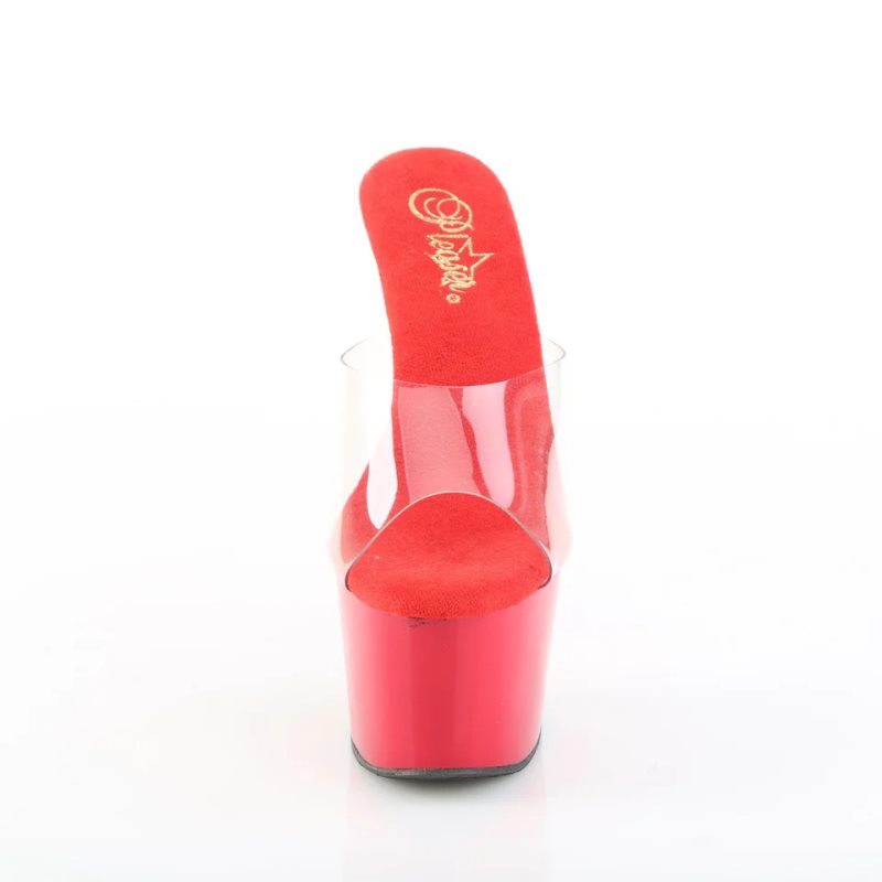 Red / Clear Pleaser Adore-701 Women's Platform Slides | AUSTRALIA SLDFA