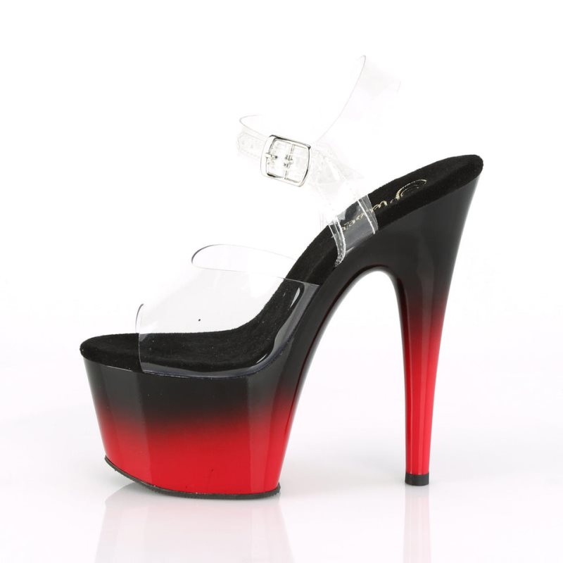 Red / Clear Pleaser Adore-708BR-H Women's Platform Heels Sandals | AUSTRALIA NRGSM