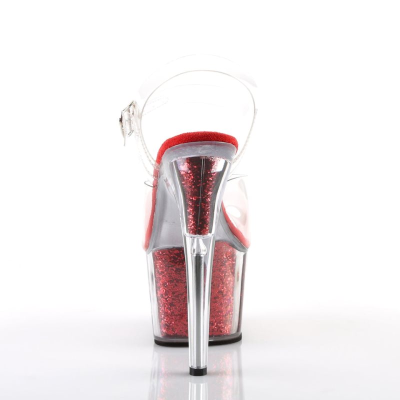 Red / Clear Pleaser Adore-708G Women's Platform Heels Sandals | AUSTRALIA BMYTK