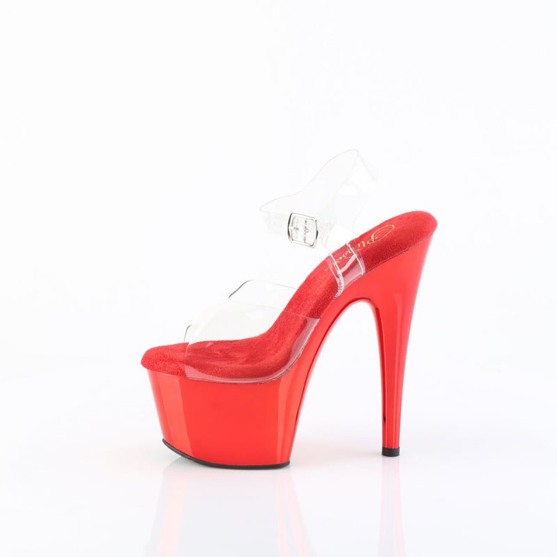 Red / Clear Pleaser Adore-708 Women's Platform Heels Sandals | AUSTRALIA XMGBR