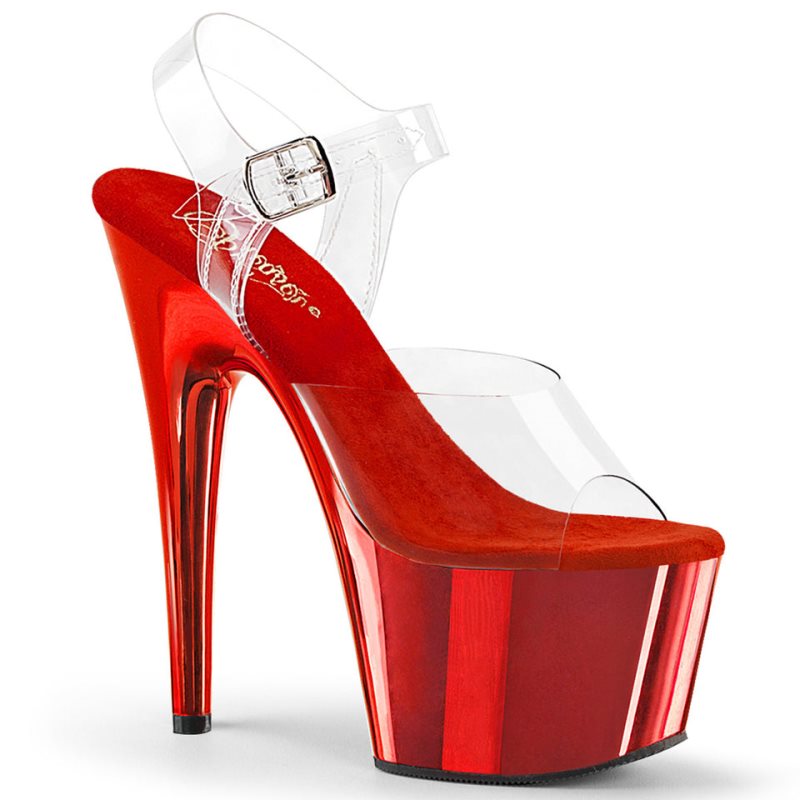 Red / Clear Pleaser Adore-708 Women\'s Platform Heels Sandals | AUSTRALIA XMGBR