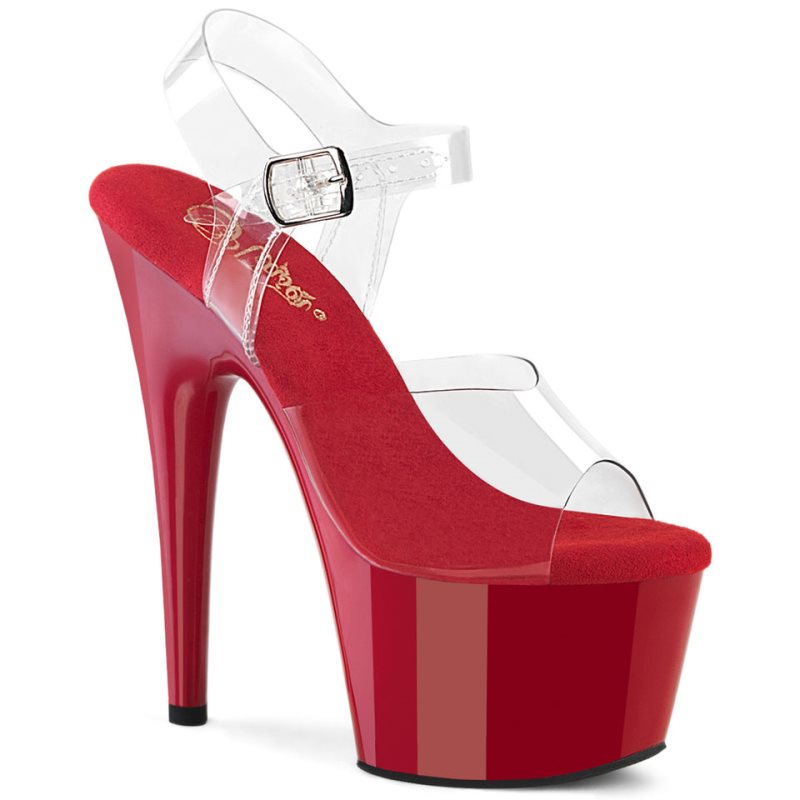 Red / Clear Pleaser Adore-708 Women\'s Platform Heels Sandals | AUSTRALIA KIANV