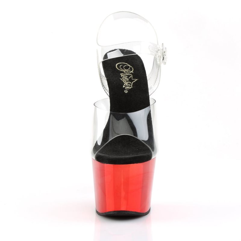 Red / Clear Pleaser Adore-708 Women's Platform Heels Sandals | AU FJWEYRC