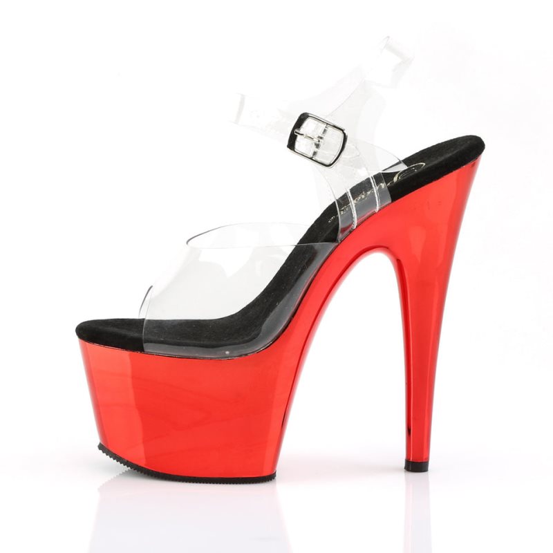 Red / Clear Pleaser Adore-708 Women's Platform Heels Sandals | AU FJWEYRC