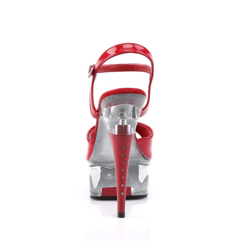 Red / Clear Pleaser Captiva-609 Women's Platform Heels Sandals | AUSTRALIA MCZBJ