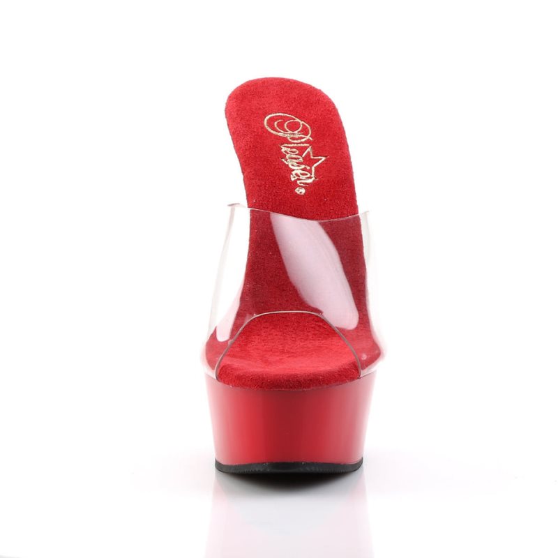 Red / Clear Pleaser Delight-601 Women's Platform Slides | AUSTRALIA EBWNQ