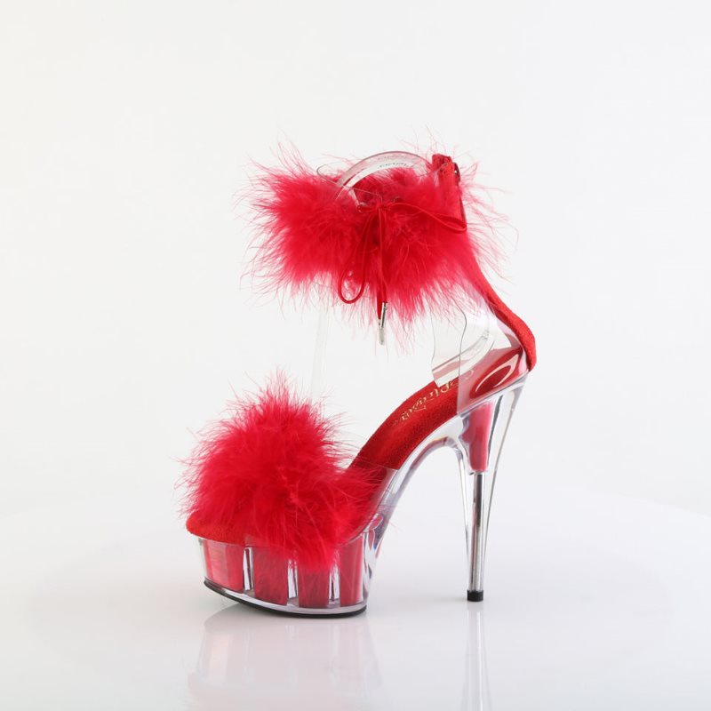 Red / Clear Pleaser Delight-624F Women's Platform Heels Sandals | AU WPDMVCF