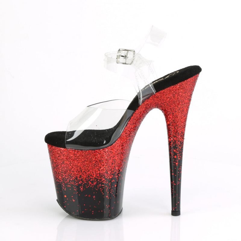 Red / Clear Pleaser Flamingo-808SS Women's Platform Heels Sandals | AUSTRALIA VFSRN