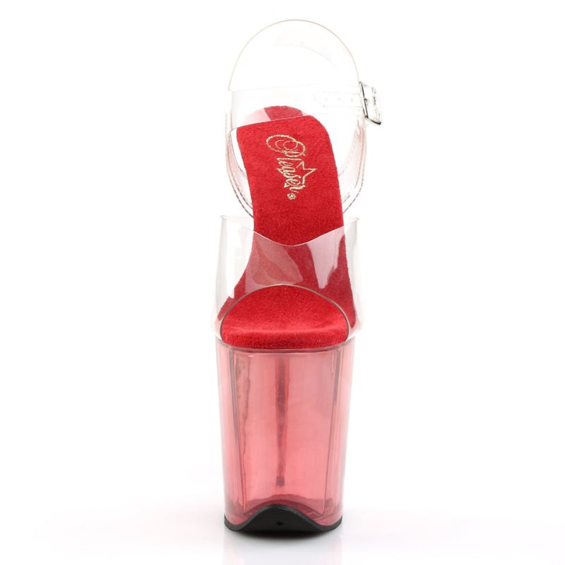 Red / Clear Pleaser Flamingo-808T Women's Platform Heels Sandals | AU KEOPRQM