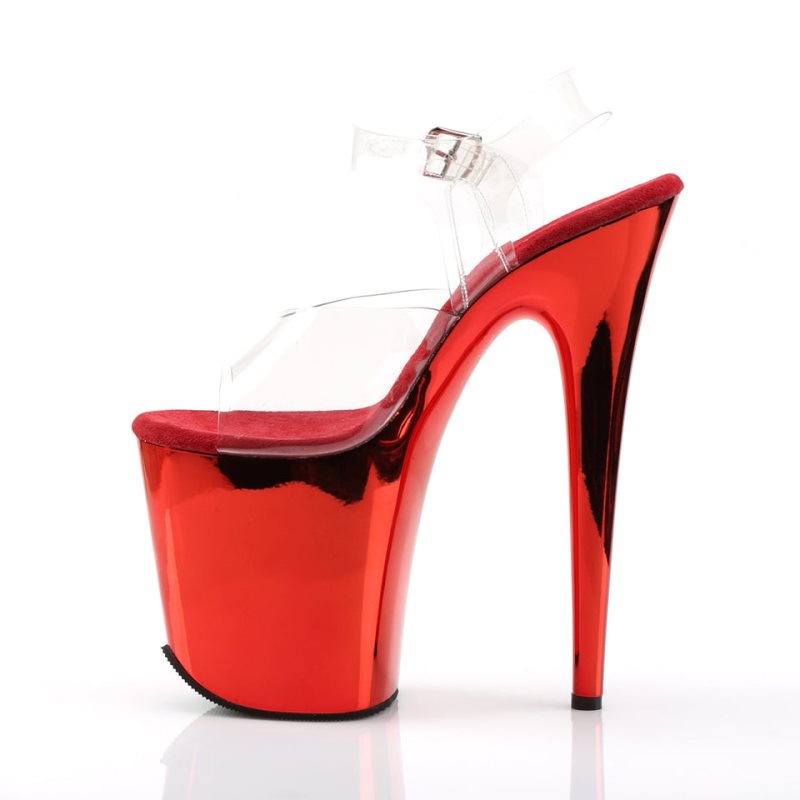 Red / Clear Pleaser Flamingo-808 Women's Platform Heels Sandals | AU OWTJGNI